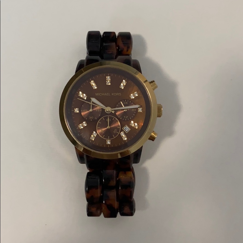 Michael Kors Tortoise and Gold Watch